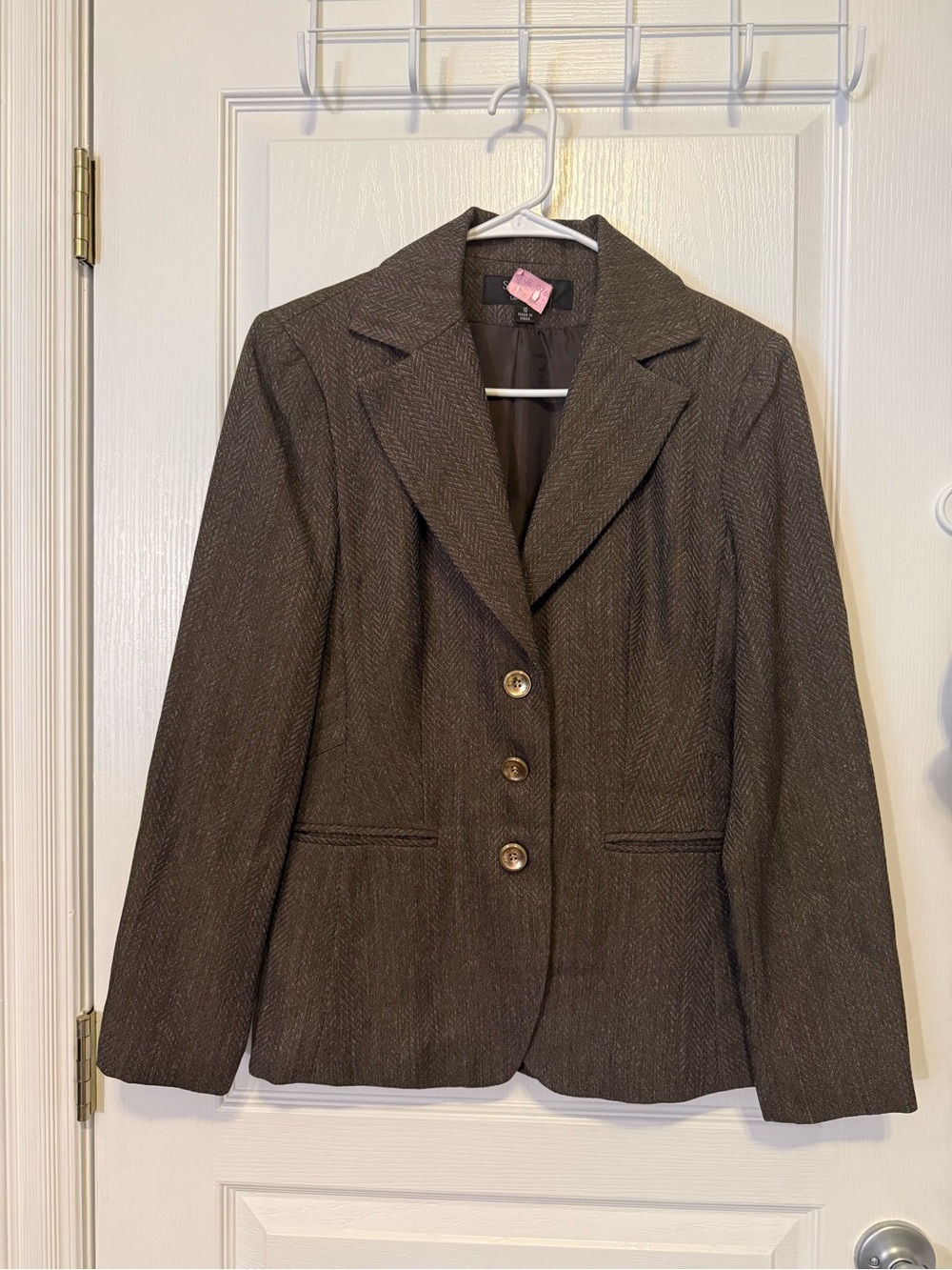Signature Larry Levine Brown Herringbone Blazer – Size 10